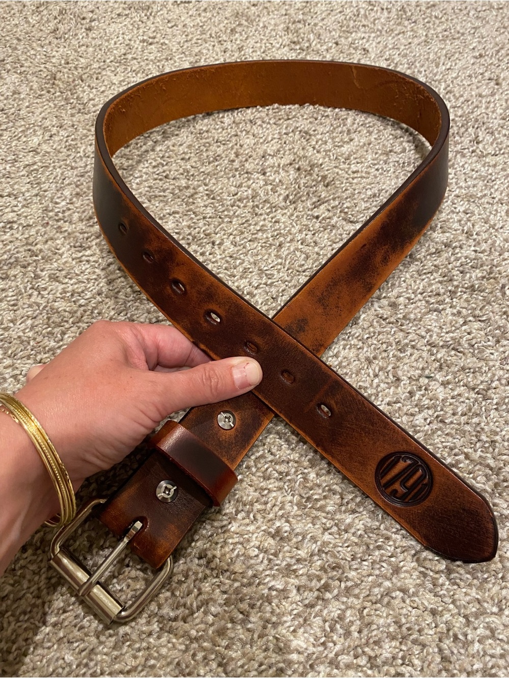 1791 Gunleather Brown Mens Adjustable Buckle Dress Belt Classic Solid Size 36